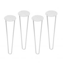 4 Pieds De Table En Épingle À Cheveux Pour Meubles | Fabriqué Table En Acier | Finition Blanc | Mesures 100*100*400mm | Hauteur : 40 Cm | - Bricoman