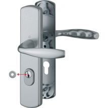 Poignée De Porte Sur Plaque - New York - Hoppe - Aspect Inox - Clè I - Avec Protecteur De Cylindre - - Bricoman