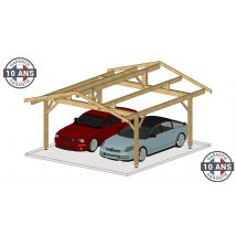 Carport Bois 5.5m X 6m. 33m2 Authentique Tradition Bois Douglas 100 % Français. Garantie 10 Ans - Bricoman