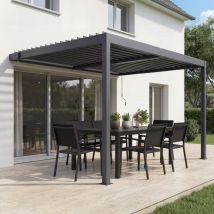 Pergola Bioclimatique Adossée Piana 3x2m Aluminium Gris - Lames Orientables - Bricoman