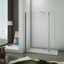 Aica Paroi De Douche À L'Italienne 90x200cm Avec Retour Pivotante 40cm Et La Barre De Fixation Extension Cylindrique - Bricoman