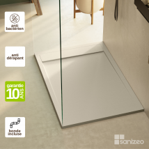 Receveur De Douche Extraplat 160x90x3cm Beige En Résine Minérale - Antidérapant, Texture Ardoise - Magnus Lavaberg - Bricoman