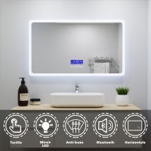 Ocean Miroir Lumineux À Led Réglable Intelligent 140x80cm, Miroir De Salle De Bain Avec Éclairage Intégré + Antibuée + Miroir Grossissant + Bluetooth 
