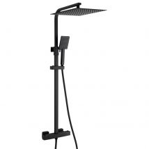 Auralum Max Colonne De Douche Avec Mitigeur Thermostatique, Douche Pluie 30x 30cm Avec Robinet/douchette/support,/flexible De Douche, Noir - Bricoman