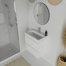 Meuble Salle De Bain-60x37.5cm-gain De Place-blanc Brillant-moduo Slim - Bricoman