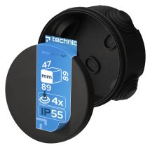 Boîte De Dérivation Étanche Apparente 89x47 Mm Avec Presse-étoupes, Fermeture À Clic, Ip55 Noir Edo Technic - Bricoman