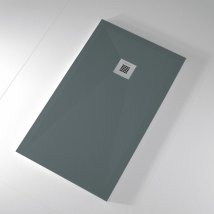 Receveur De Douche 100x120 Cm Extra Plat Onda En Résine Surface Ardoisée Anthracite Grille Inox - Bricoman