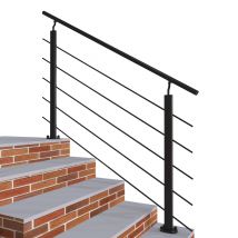 Garde-corps - Aluminium Noir - 150cm - Avec 5 Traverses Et 1 Main Courante - Intérieur Et Extérieur - Rampe D'Escalier Pose À Plat - Tecnomat