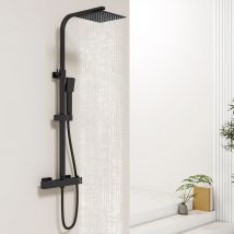 Aica Colonne De Douche Avec Mitigeur Thermostatique, Robinet De Douche Carré, Pomme De Douche Carrée 20x20cm - Bricoman