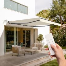 Store Banne Motorisé Semi-coffre Fazzio 4x3m- Toile Premium 320g/m2 Beige - Bricoman