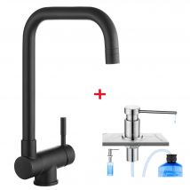 Cecipa Max Mitigeur Cuisine Rabattable Noir Robinet De Cuisine Sous Fenêtre + Distributeur De Savon De Cuisine Brossée - Bricoman