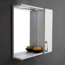 Miroir De Salle De Bains En Chêne Blanc Avec Éclairage Led - Bricoman