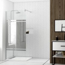 Paroi De Douche Avec Bande Miroir 100x200cm - Verre 8mm - Profilé Chrome - Freedom 2 Mirror - Bricoman