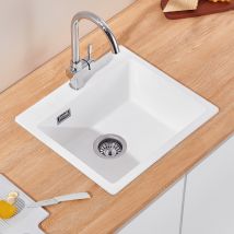 Cecipa Max Blanc 50x45cm Evier 1 Bac En Quartz Evier De Cuisine En Granit - Evier A Poser - Bricoman
