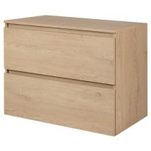 Meuble Suspendu Sous Vasque Simple Chêne Clair Avec Le Plan 80 Cm - Bricoman