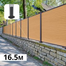 Kit Clôture Composite Sur Muret Poteau Sur Platines - Santos Cèdre H-1,2m - Bricoman