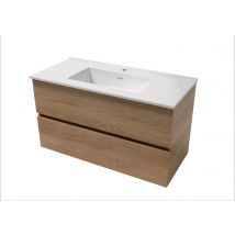 Meuble Salle De Bain Suspendu 70 Cm Bois Miel Et Vasque Lansvo Nebraska - Bricoman
