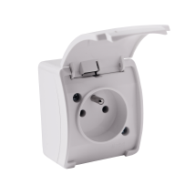 Prise Avec Terre Étanche– Prise Étanche Simple En Saillie (2p+t) Avec Volet Ip44 – Blanc - Tecnomat