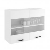 Meuble Haut Haaus Karo, 2 Portes Vitrées, Blanc, 80 X 30 X 60 Cm - Bricoman