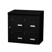 Bloc Collectif Leabox.com, 2x2, Grade 3, Simple Face, Extérieur, Mural, Noir 9005 Finition Brillante - Bricoman