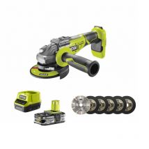 Pack Ryobi Meuleuse D'Angle Brushless 18v One+ R18ag7-0 - 1 Batterie 2.5ah - 1 Chargeur Rapide - Kit 6 Disque 125 Mm - Bricoman