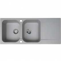 Lisse Évier Réversible 2 Cuves 1 Égouttoir En Résine Gris - Bricoman