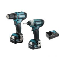 Ensemble De 2 Machines Makita Clx224smj - Perceuse Visseuse - Visseuse À Chocs - 2 Batteries 4,0ah - 1 Chargeur - Bricoman