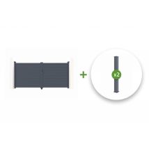 Portail Battant 3m Eiger H.140cm + 2 Poteaux H.166cm Aluminium Gris - Bricoman