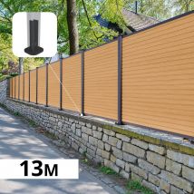 Kit Clôture Composite Sur Muret Poteau Sur Platines - Santos Cèdre H-1,2m - Bricoman