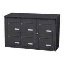 Bloc 6 Boîtes Aux Lettres Collectives Extérieur Mural - Modèle 3 X 2 - Gris Anthracite - Leabox.com - Bricoman