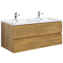 Meuble De Salle De Bain Angela 120 Cm Lavabo Chene – Armoire De Rangement Meuble Lavabo - Bricoman