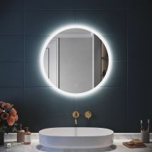 Sirhona Miroir Rond Lumineux Salle De Bain Led Eclairage Intégré Avec Fonction Anti-buée Φ 60cm Mirroir Rond Led Rétro-éclairé - Bricoman