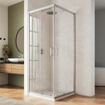 Sirhona cabine De Douche Portes Coulissantes 80x80x195cm, Ajustable -20mm, Verre Trempé 5mm, Joint Transparent, Aluminium, Carré - Argenté - Bricoman