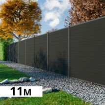Kit Clôture Bois Composite Anthracite 11x1,8m Rio - Poteaux En Aluminium Gris - Brise Vue - Palissade - Bricoman