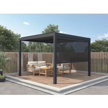 Pergola Bioclimatique Autoportante Électrique Anthracite En Aluminium Avec Lames Orientables Et Rideau Rétractable 2,78 M - 12 M² - Amadora - Bricoman