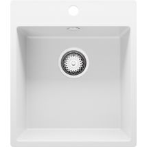 Evier Cuisine En Granit Blanc 43x50cm, Lavabo 1 Bac + Kit De Vidage, Évier À Encastrer Au Meuble 45cm - Riga Primagran - Bricoman