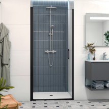 Swiss Aqua Technologies Fusion Porte De Douche 100x196cm Pivotante Anticalcaire Avec Profilé Noir Mat (satfud100nikac) - Bricoman