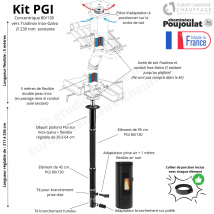 Kit Conduit Poêle À Granulés Concentrique Pgi 80/130 Vers Sortie De Toit Inox-galva Poujoulat - Longueur 5 Mètres - Bricoman