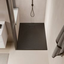 Receveur De Douche 80 X 80 Cm Extra Plat Piatto En Solicast Surface Ardoisée Noir - Bricoman