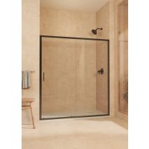 Paroi De Douche Coulissante + Fixe, Avec Profilé Inférieur, Verre De Sécurité 6 Mm Anticalcaire, 153,5 À 158 Cm X 195cm H, Réversible, Noir - Bricoman
