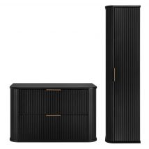 Ensemble Un Meuble 80 Cm Et Une Colonne 35/139 Cm À Suspendre Glamour Noir - Bricoman