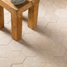 Tomette Hexagonale Pierre Naturelle Beige 14x14x2 Cm Aspect Ancien - Ro'ma Nature - Bricoman