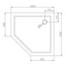 Bernstein - Receveur De Douche Pentagonal Acrylique 100x100x5cm Avec Bonde D'Écoulement - Bricoman