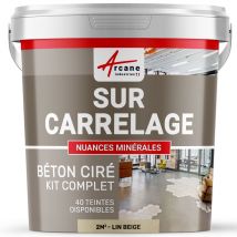 Beton Cire Carrelage Pour Sols Et Murs - Kit Beton Cire Sur Carrelage - 2 M² (en 2 Couches) Lin Beige - Arcane Industries - Bricoman
