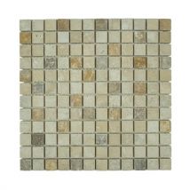 Albedo Pierre - Mosaïque En Travertin Vieilli - Mix 3 Couleurs - 2,3x2,3x1 Cm - Bricoman