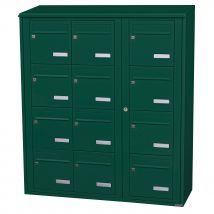 Bloc Collectif Leabox.com, 3x4, Grade 3, Simple Face, Extérieur, Fixation Murale, Vert Mousse Ral 6005 Finition Brillante - Bricoman