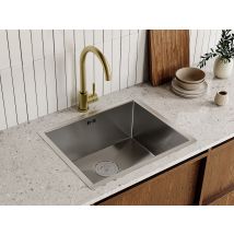 Ensemble Évier 55x45 Cm Soela + Robinet Romily En Acier Inoxydable - Doré - Bricoman