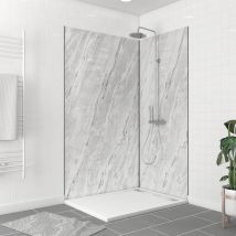 Pack De 2 Panneaux Muraux Pierre Artic Storm 90+120x210 Cm Avec Profilés Noir Mat - Stone'it - Bricoman