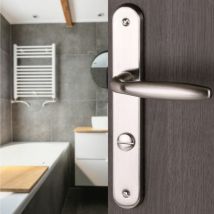 2 Poignées De Porte Bristol Condamnation, Aluminium Nickel Mat Entraxe 195 Mm, Salle De Bain Wc - Bricoman