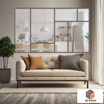 Verriere Art Deco 7 - L X H : 210 X 150 Cm - Laqué Gris 7016 Granité - Vitrages Inclus - Bricoman